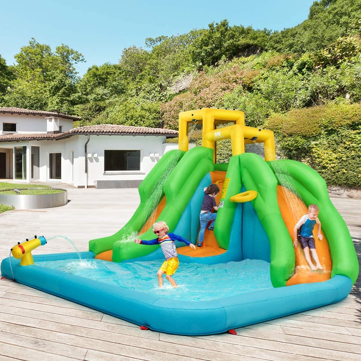 Inflatable Water Park Bounce House with Climbing WallÂ