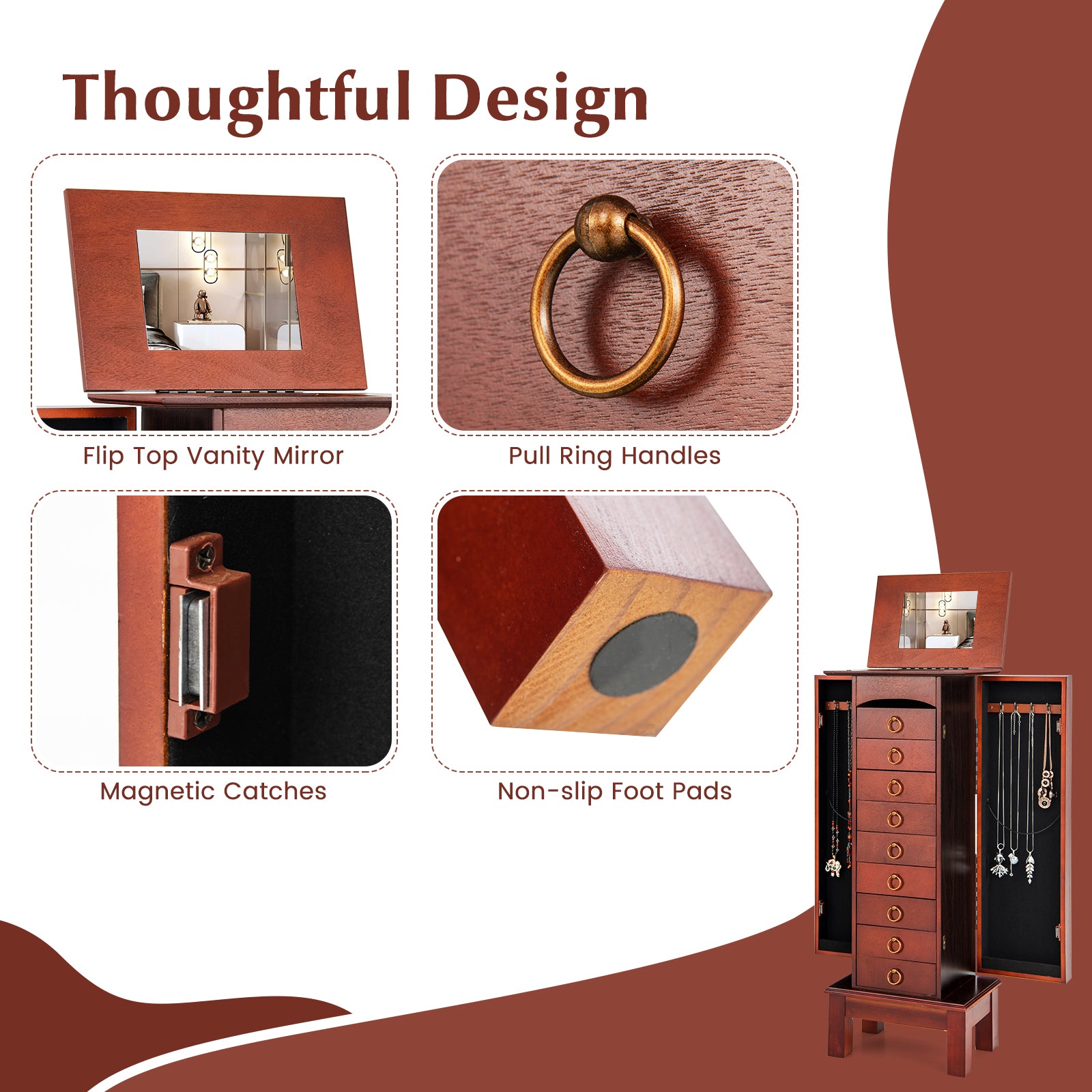 Large Capacity Jewelry Storage Cabinet with 9 DrawersÂ