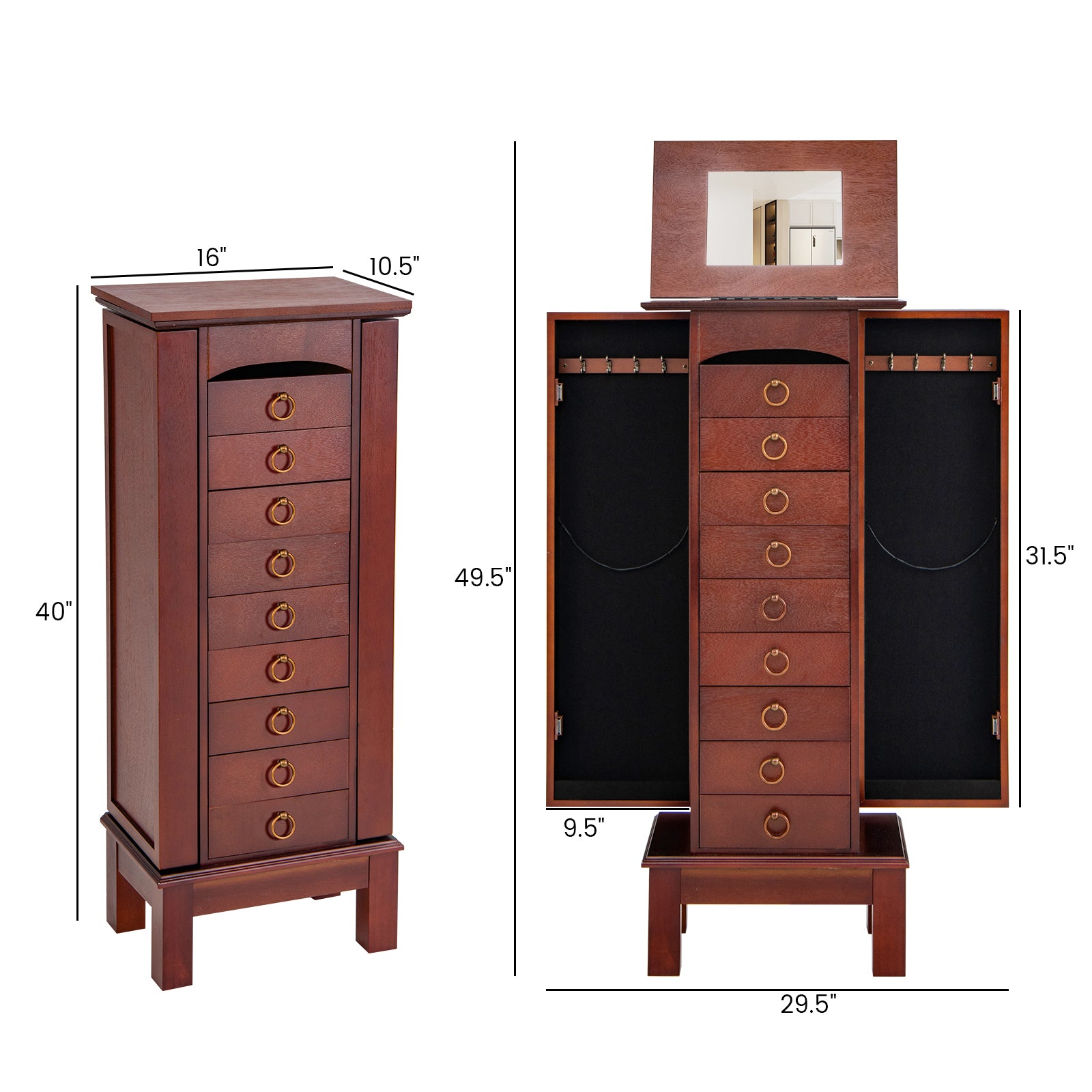 Large Capacity Jewelry Storage Cabinet with 9 DrawersÂ