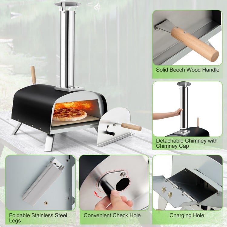 Portable Multi-Fuel Pizza Oven with Pizza Stone and Pizza Peel