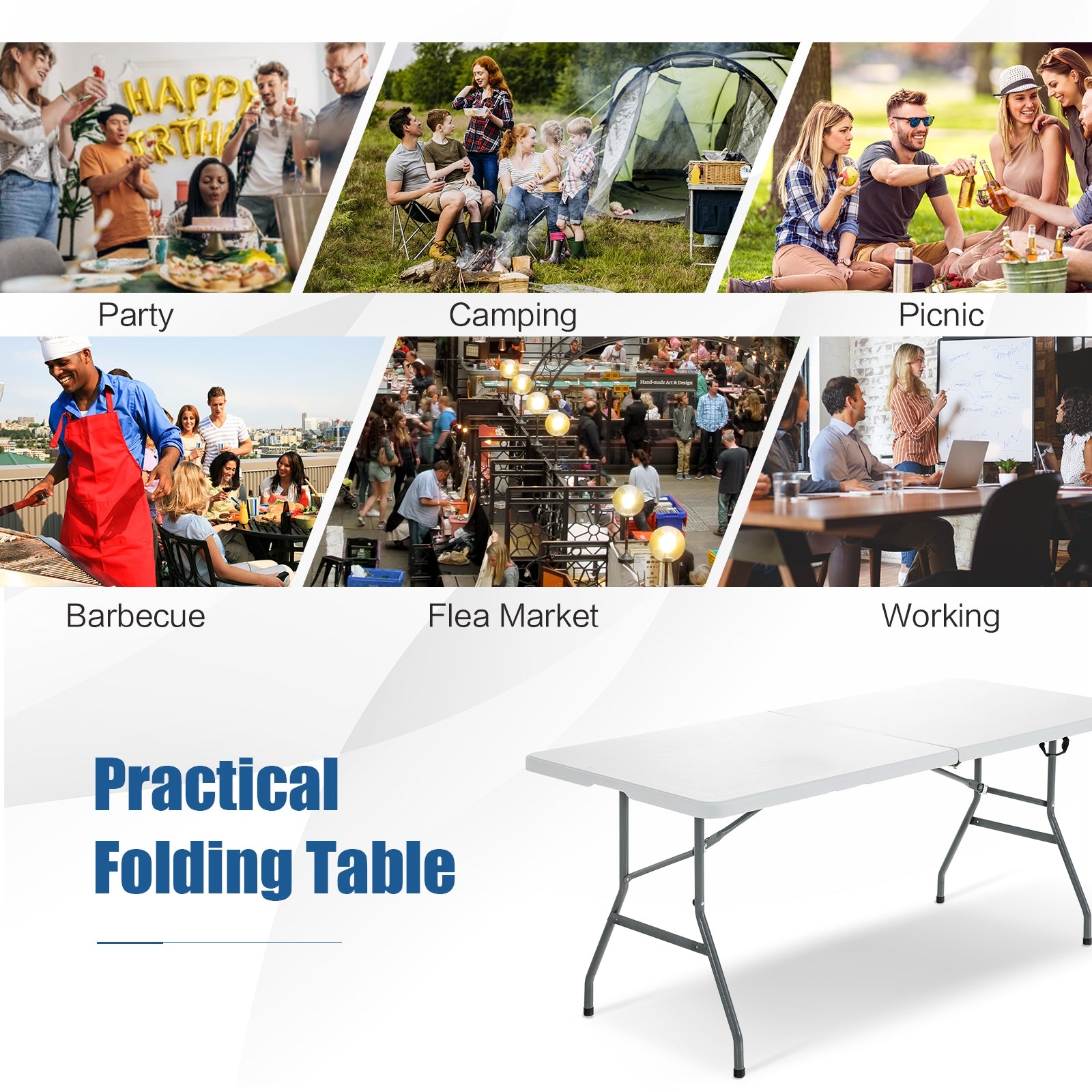 6' Folding Portable Plastic Outdoor Camp TableÂ