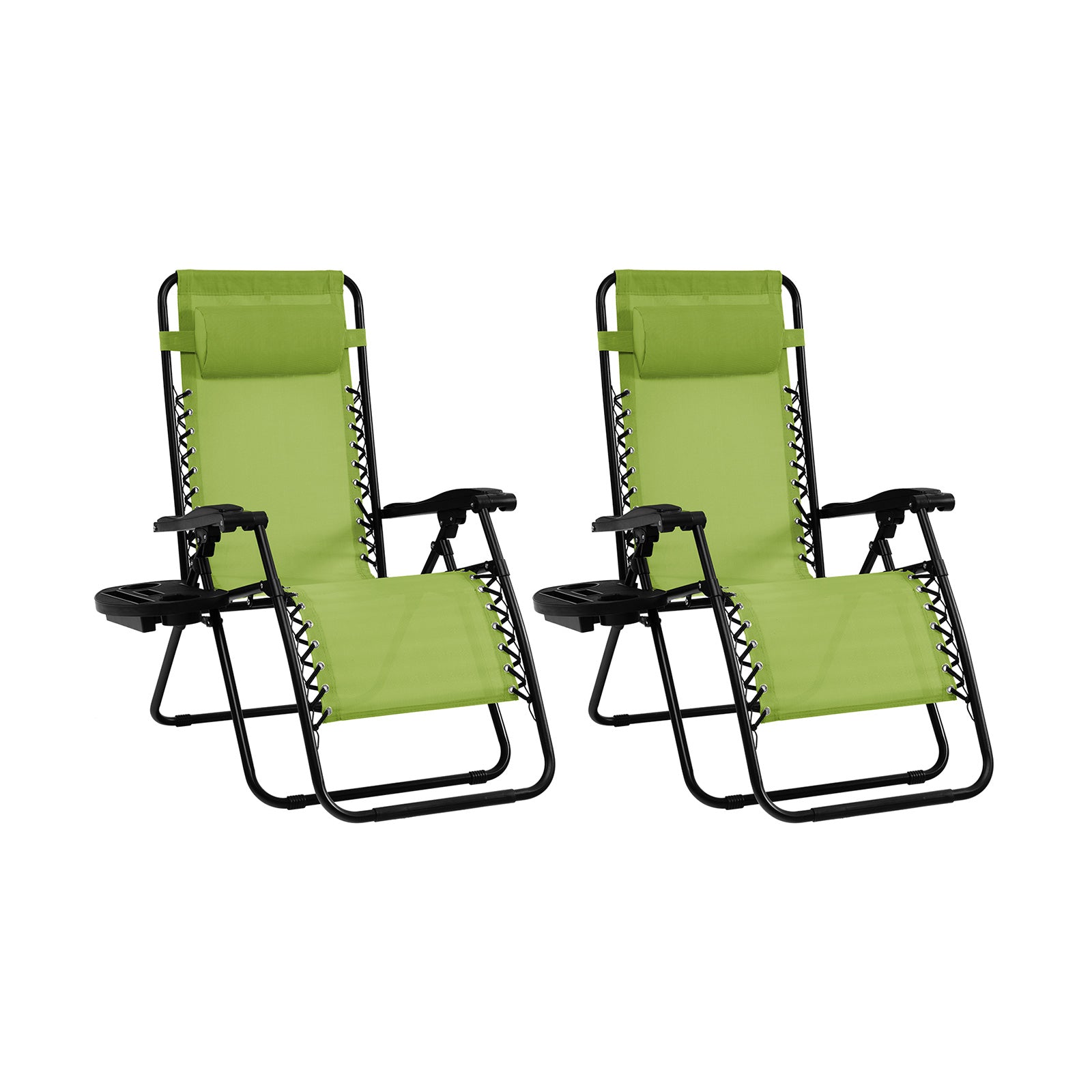 2 Pieces Folding Lounge Chair with Zero Gravity-GreenÂ