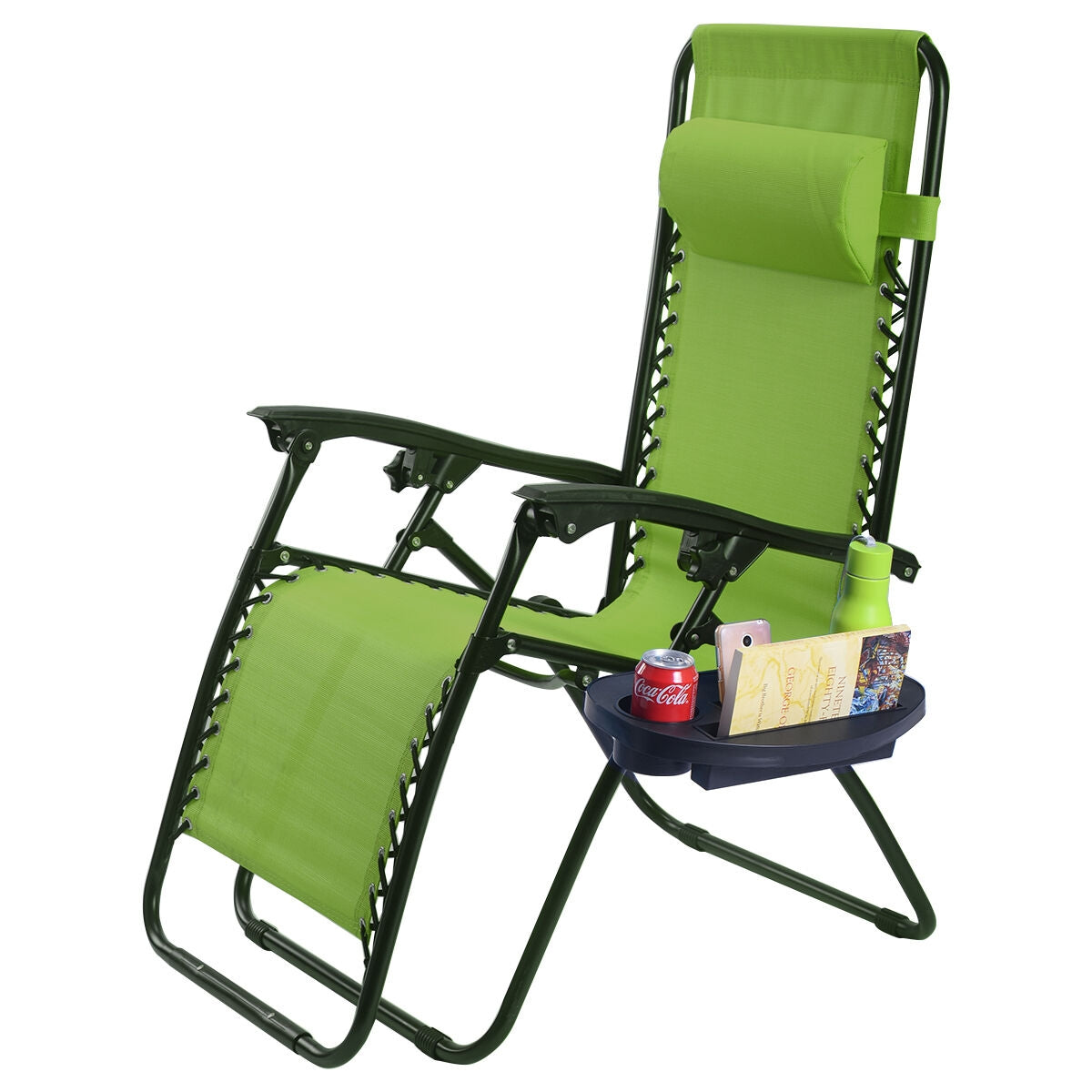 2 Pieces Folding Lounge Chair with Zero Gravity-GreenÂ
