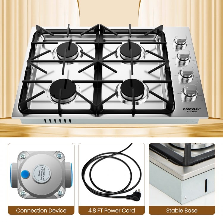 30/36 Inch Gas Cooktop with 4/6 Powerful Burners and ABS Knobs-30 inches