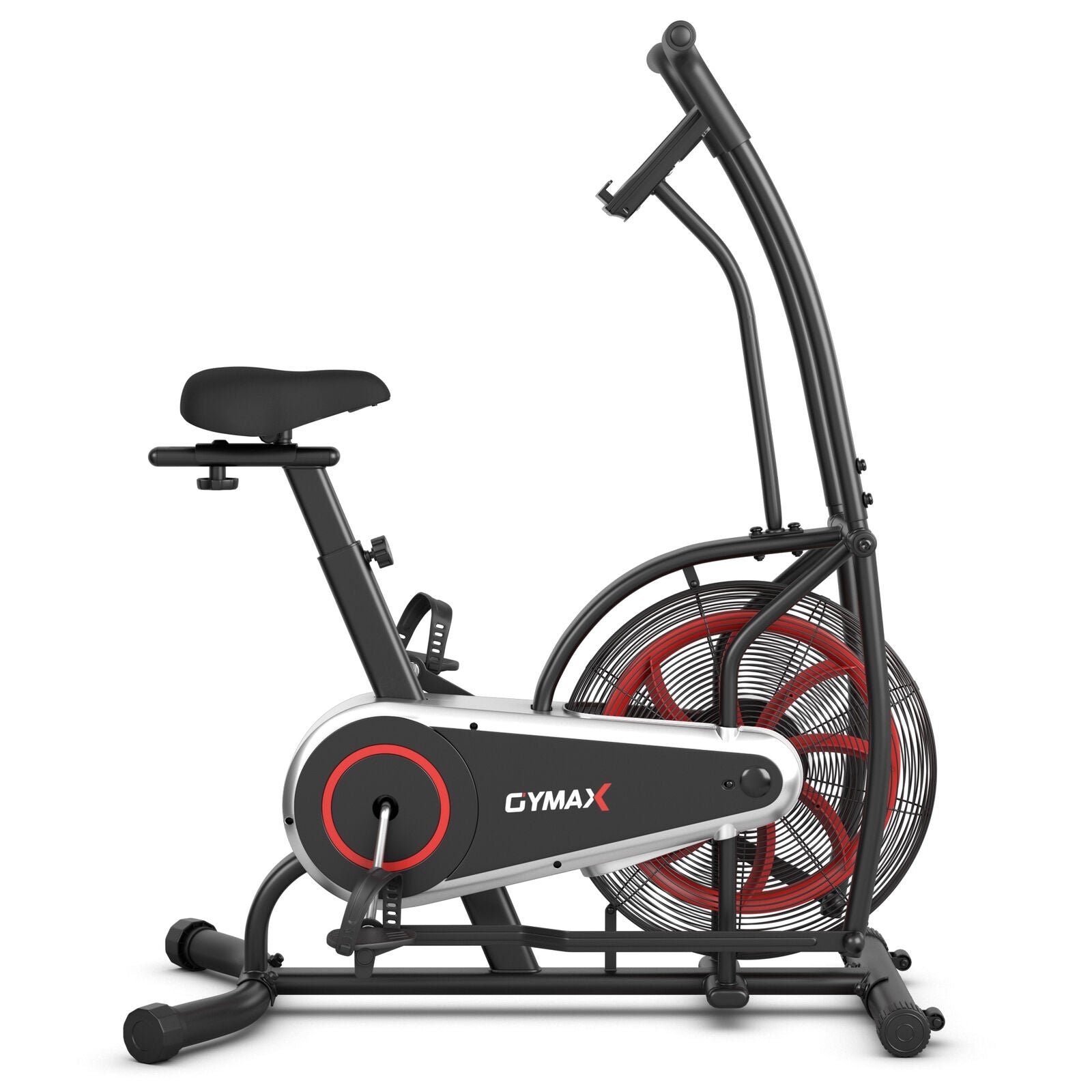 Upright Air Bike Fan Exercise Bike with Display Unlimite Resistance and Adjustable Seat-Black