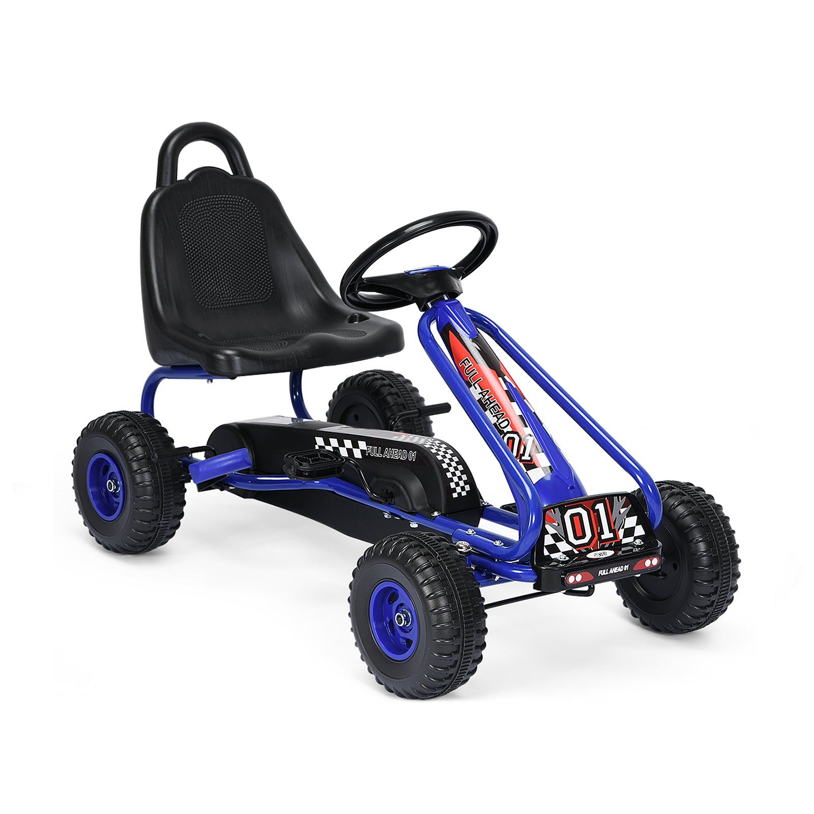 4 Wheel Pedal Powered Ride On with Adjustable Seat-BlueÂ