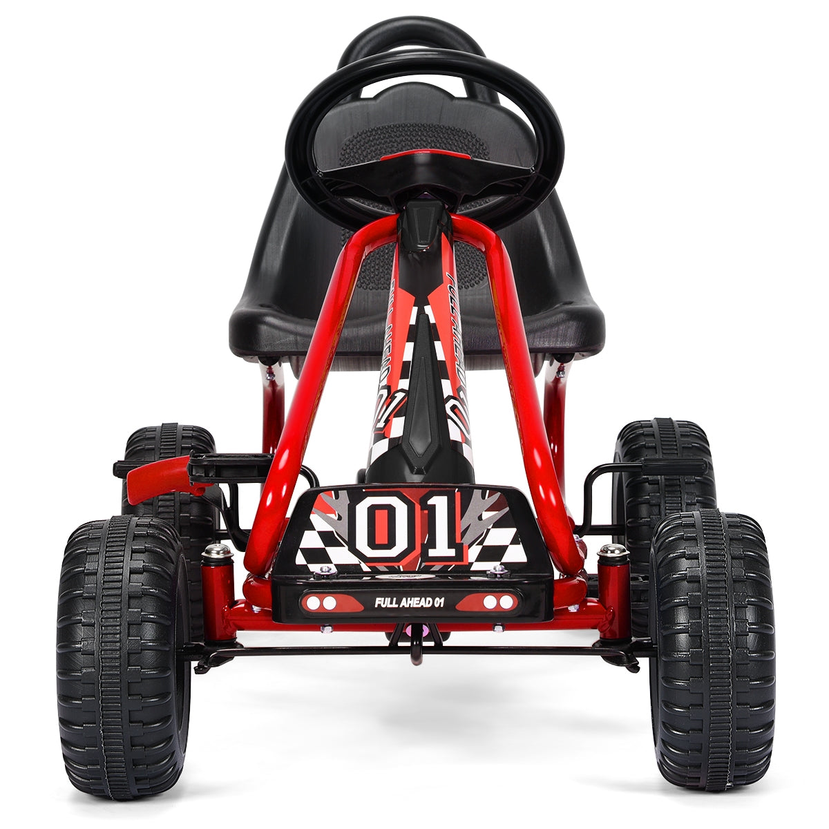 4 Wheel Pedal Powered Ride On with Adjustable Seat-RedÂ