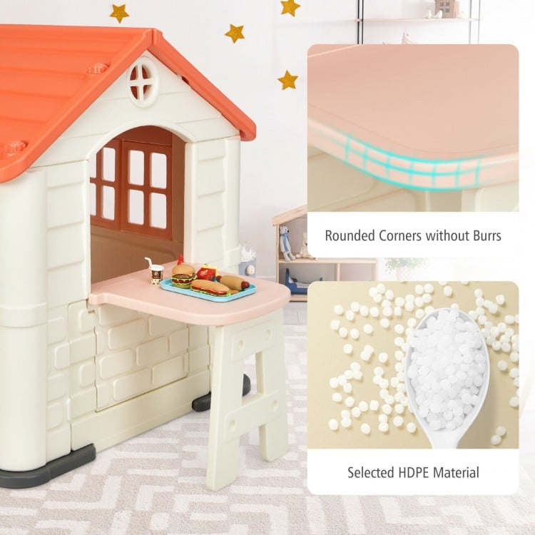 Kid’s Playhouse Pretend Toy House For Boys and Girls 7 Pieces Toy Set-Pink