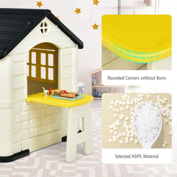 Kid’s Playhouse Pretend Toy House For Boys and Girls 7 Pieces Toy Set-Yellow