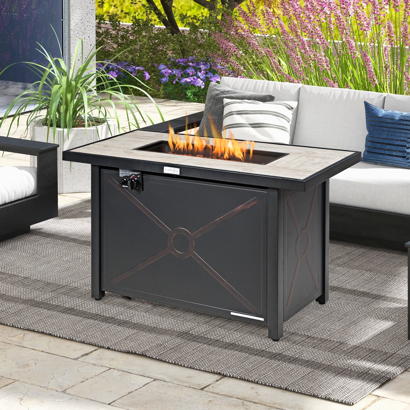42 Inch 60000 BTU Propane Fire Pit Table with Ceramic TabletopÂ