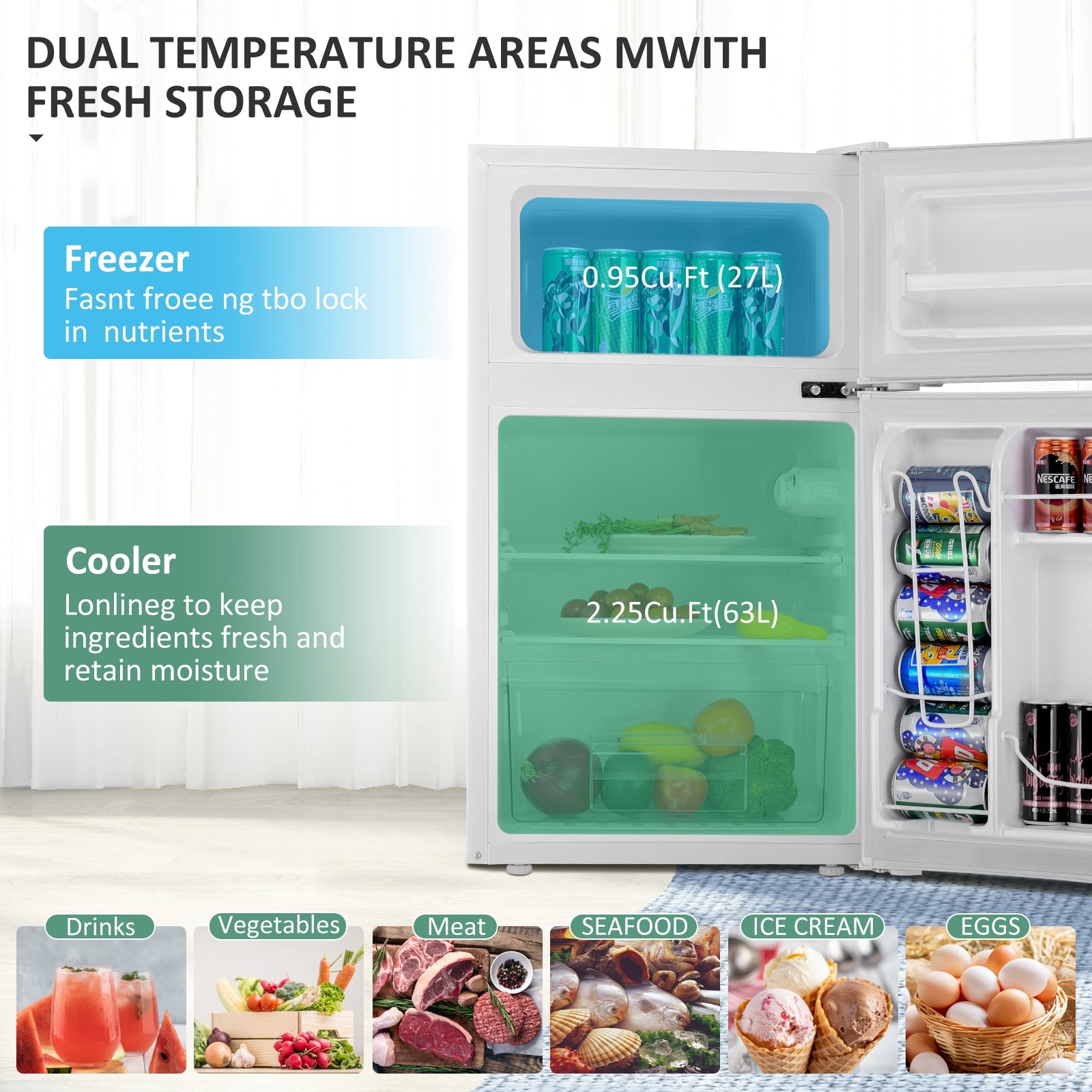 3.2 cu ft. Compact Stainless Steel Refrigerator-WhiteÂ