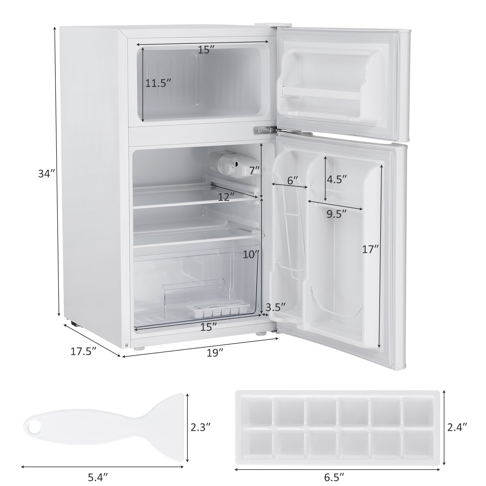 3.2 cu ft. Compact Stainless Steel Refrigerator-WhiteÂ