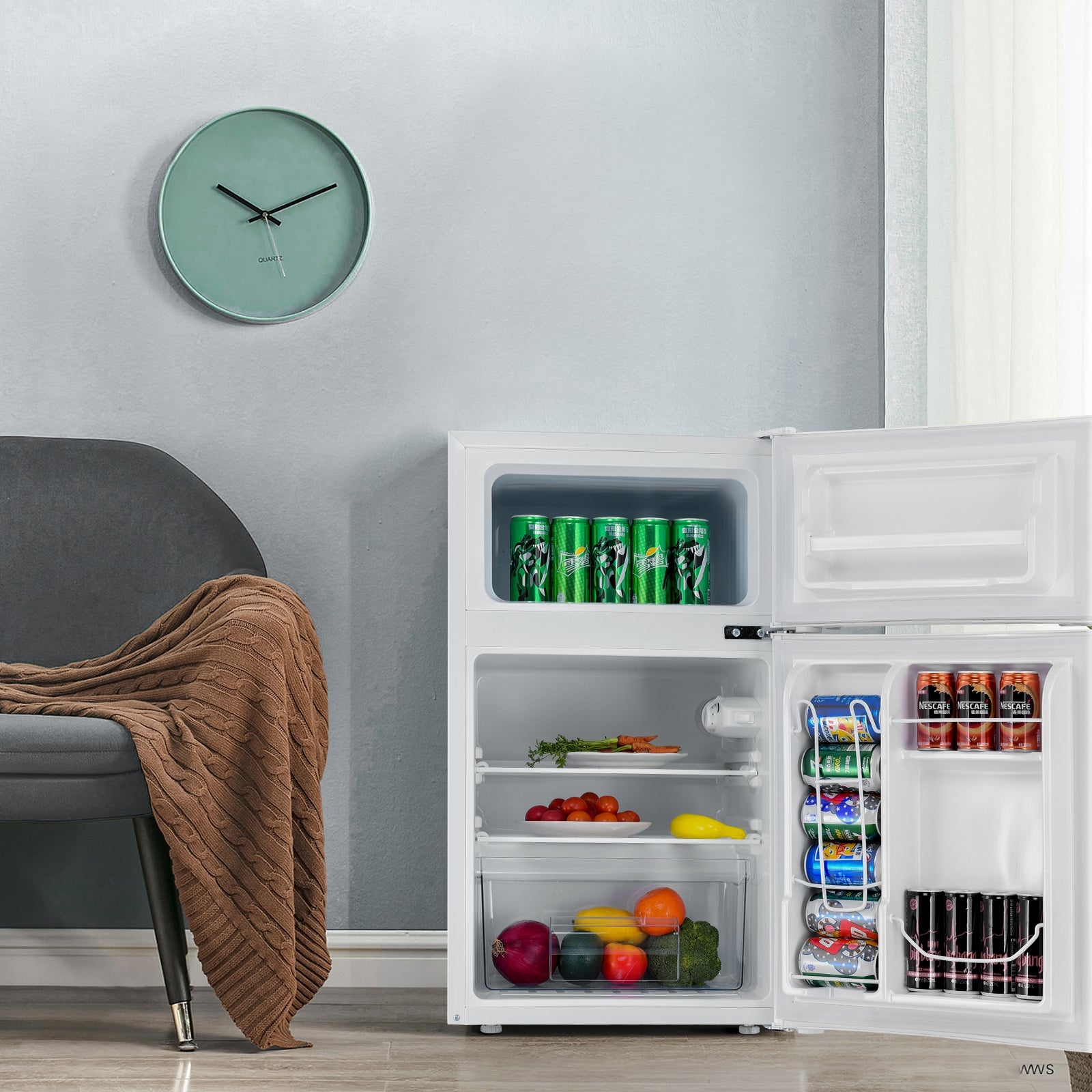 3.2 cu ft. Compact Stainless Steel Refrigerator-WhiteÂ