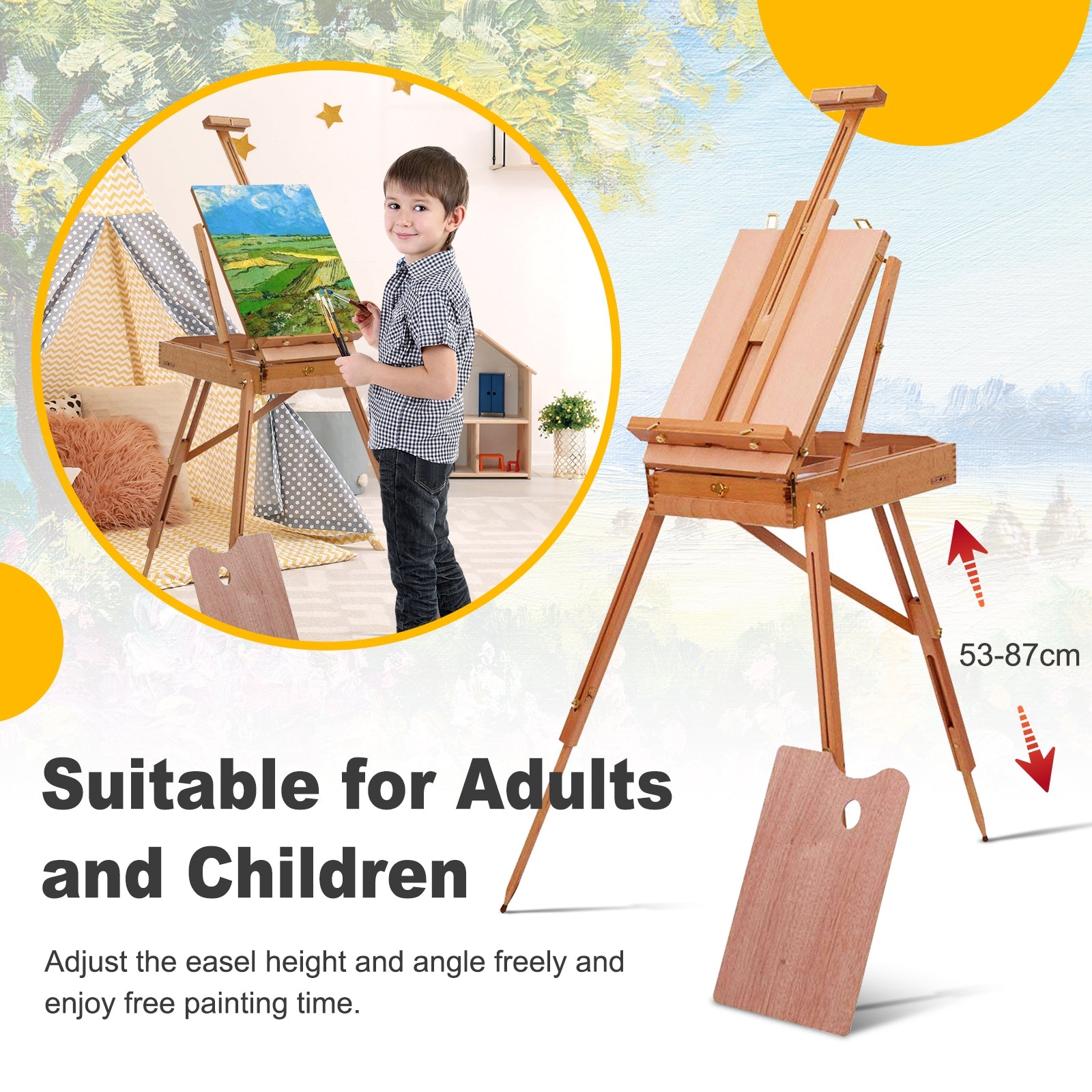 Tripod Folding French Wooden Easel with Sketch BoxÂ