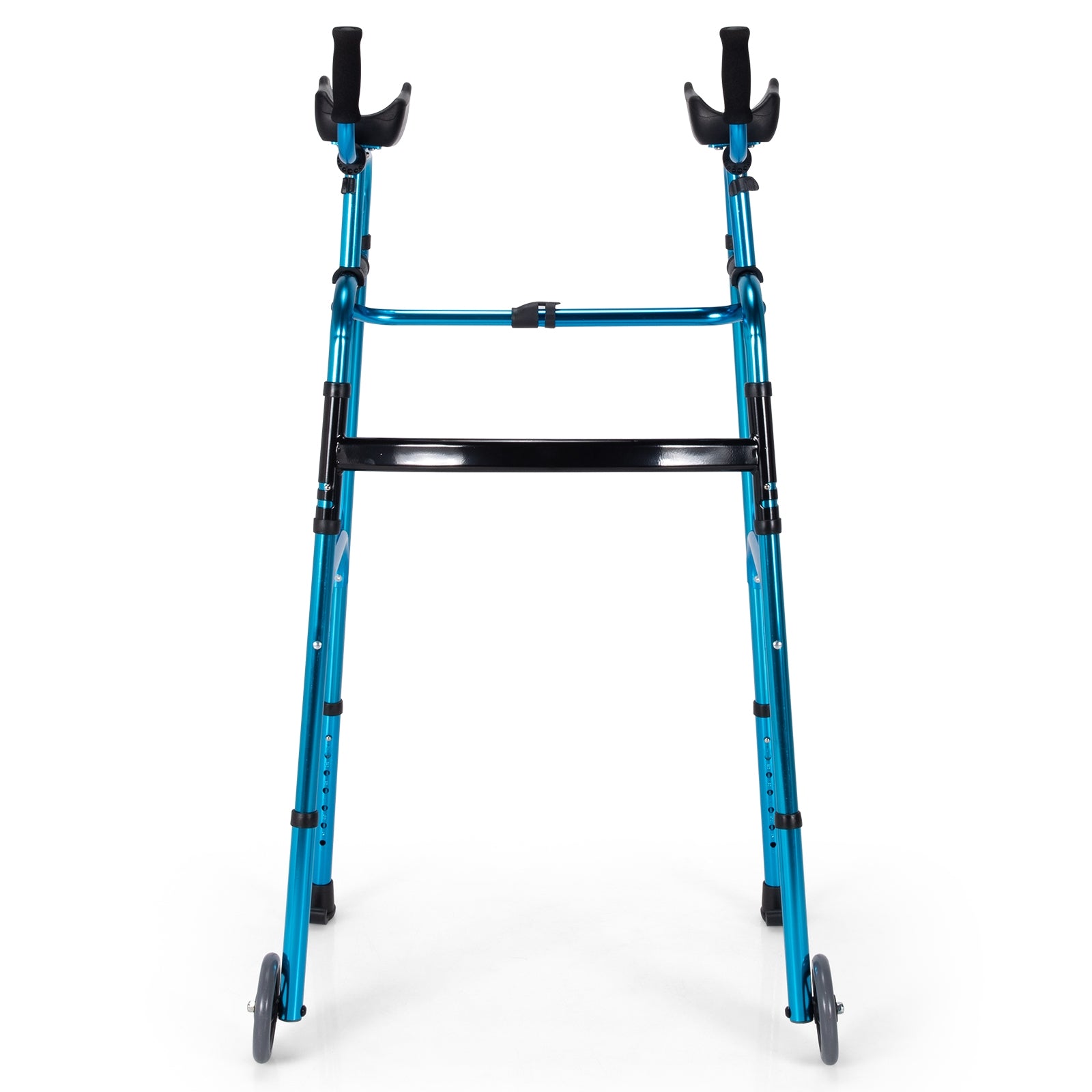 Folding Adjustable Aluminum Wheel Walking Frame-NavyÂ