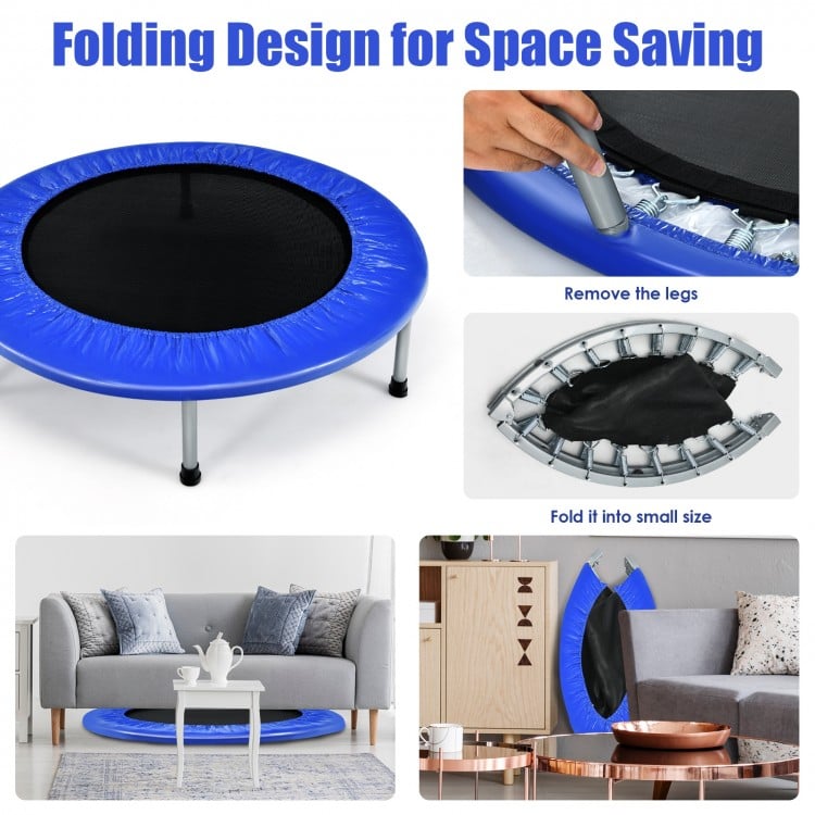 38 Inch Mini Folding Trampoline Portable Recreational Fitness Rebounder