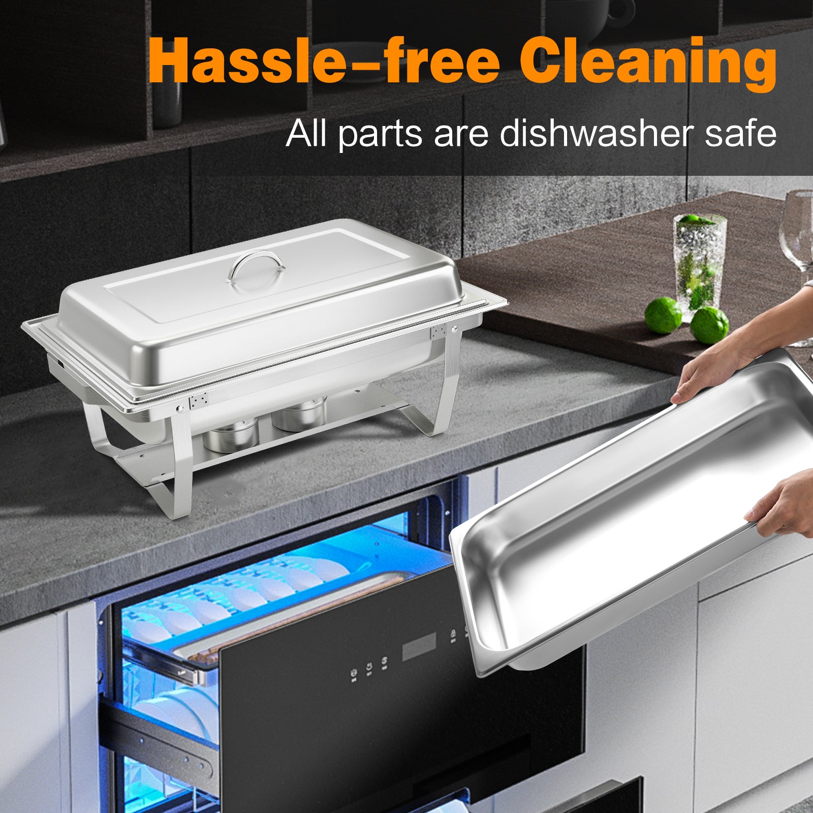 2 Packs Chafing 9 Quart Stainless Rectangular Chafer BuffetÂ