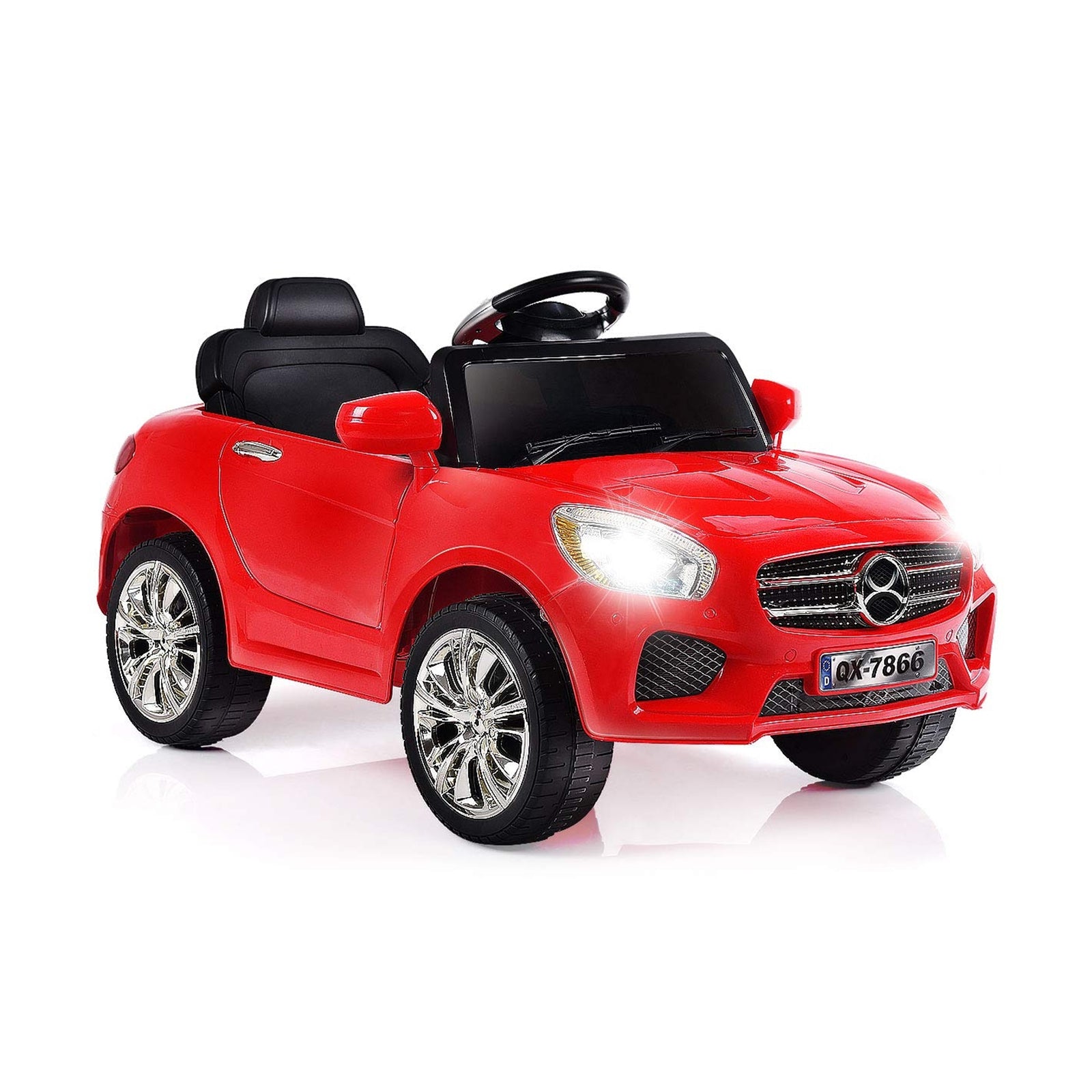 6 V Kids Ride on Car w/ RC + LED Lights + MP3- RedÂ