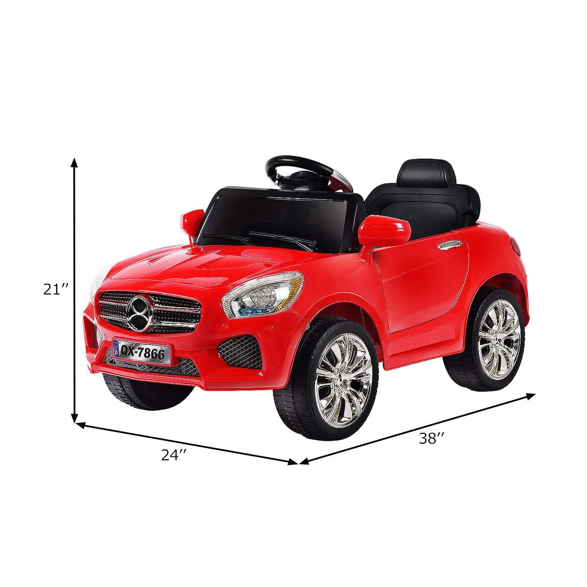6 V Kids Ride on Car w/ RC + LED Lights + MP3- RedÂ