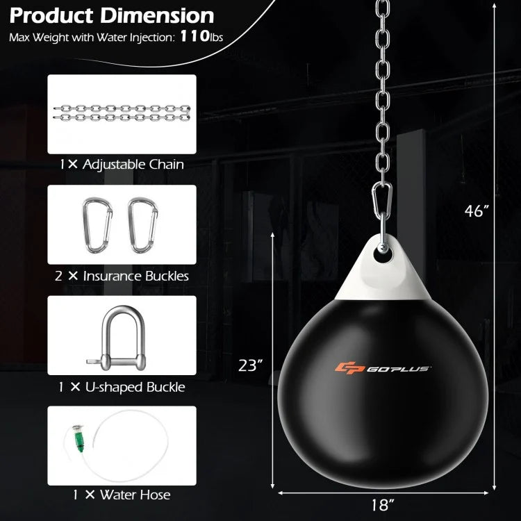 18" Heavy Punching Water Aqua Bag (Up to 110 lbs) with Adjustable Chain