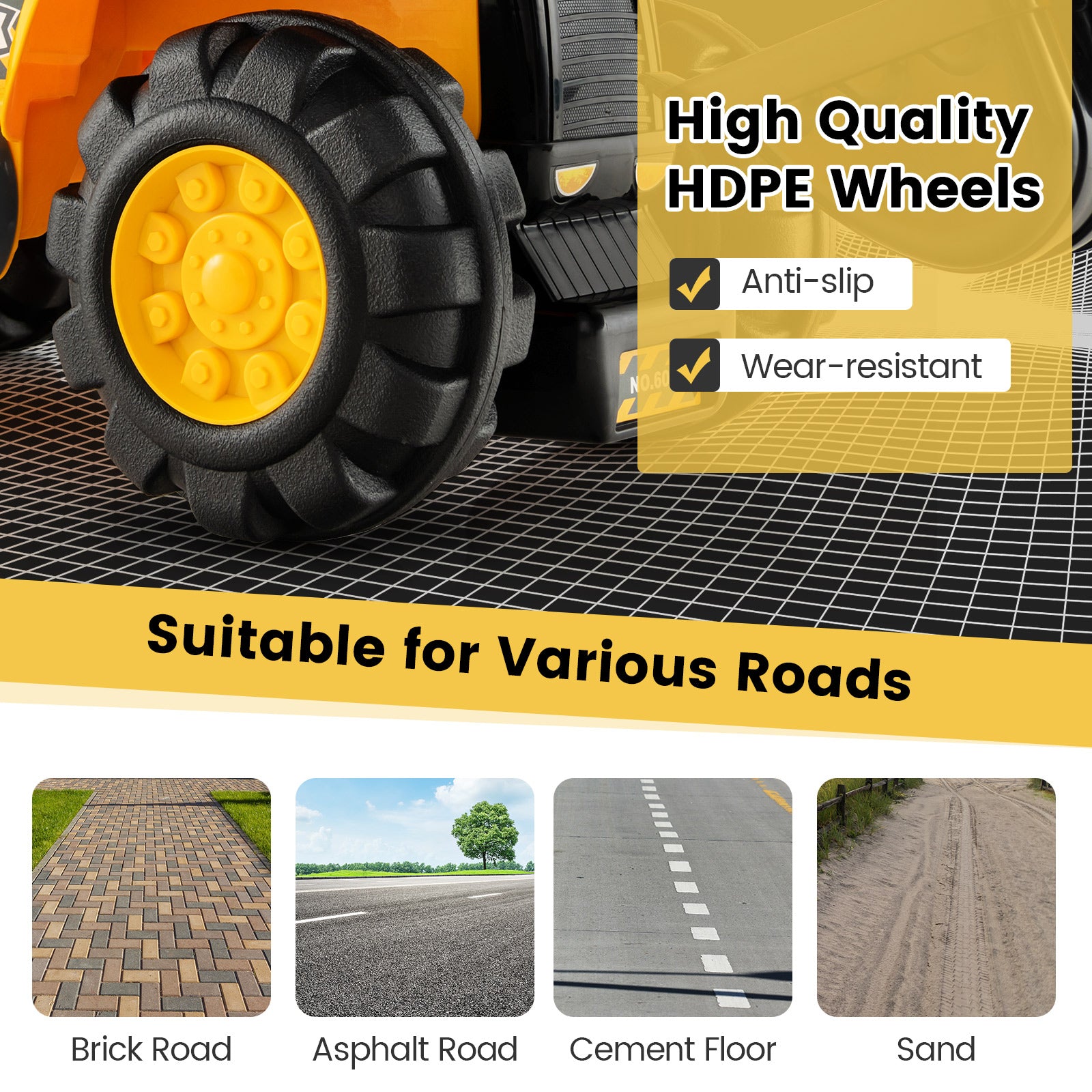 Ride on Push Car Bulldozer Digger Toy with Safety Helmet and Working ShovelÂ