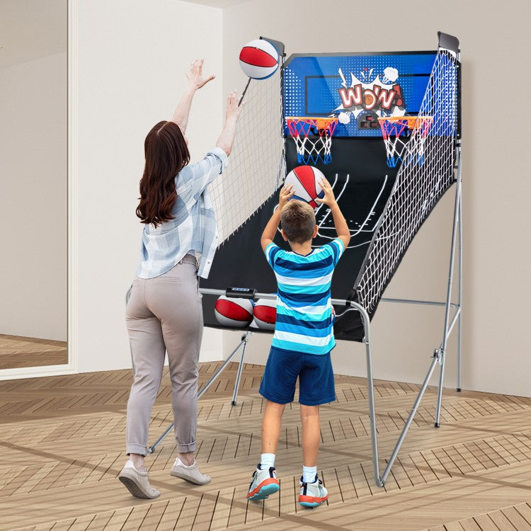Dual Shot Basketball Arcade Game | Foldable Electronic Basketball Game with 8 Game Modes & 4 Basketballs