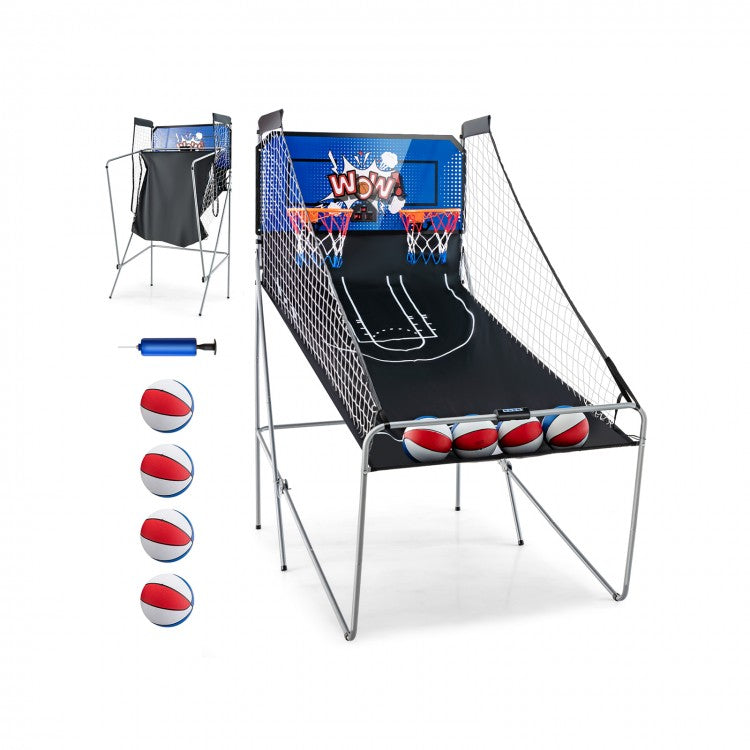 Dual Shot Basketball Arcade Game | Foldable Electronic Basketball Game with 8 Game Modes & 4 Basketballs