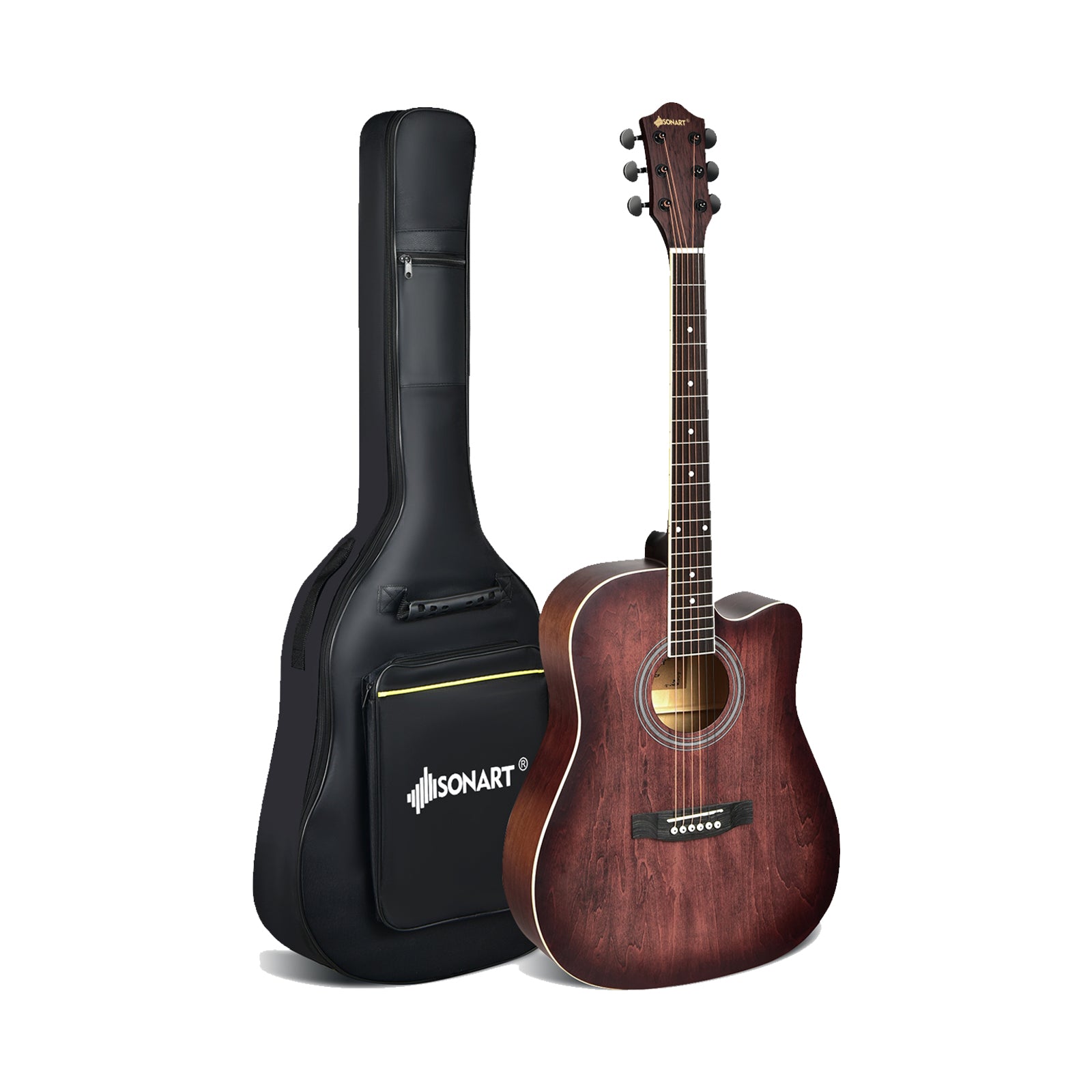 41 Inch Full Size Cutaway Acoustic Guitar Set for Beginner-Red