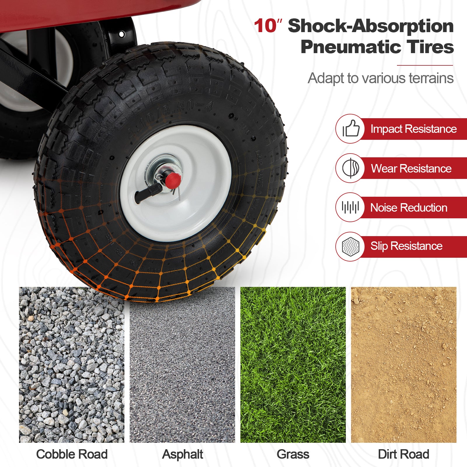 Garden Cart with Wood Railing and Pneumatic WheelsÂ