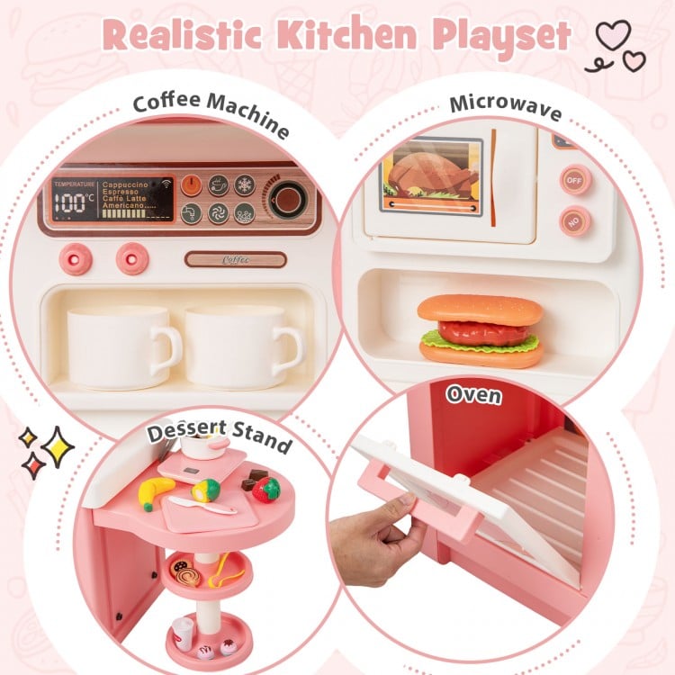 Kids Play Kitchen Toy with Stove Sink Oven with Light and Sound-Gray