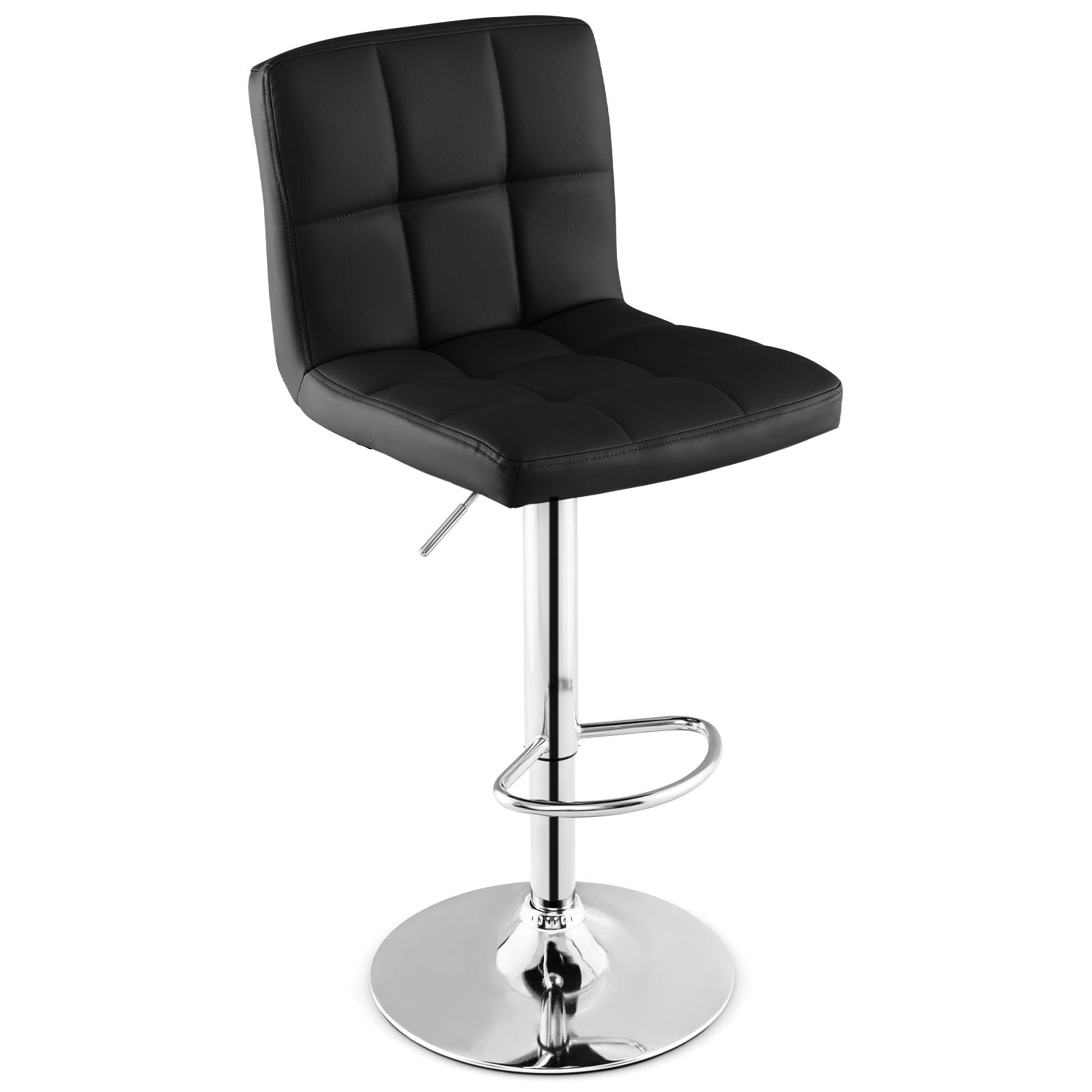 Adjustable Swivel Bar Stool with PU Leather-BlackÂ