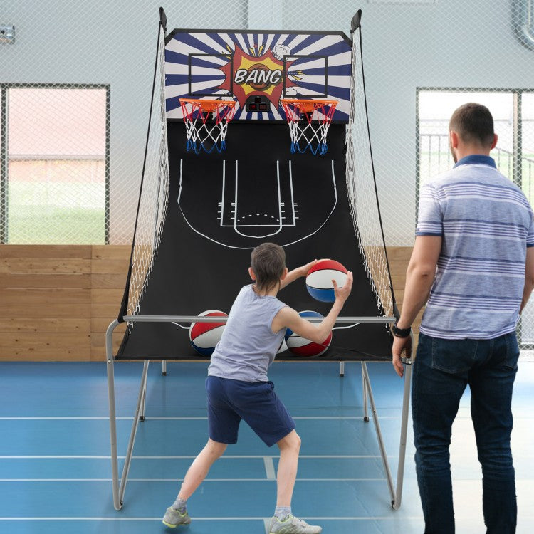 Dual Shot Basketball Arcade Game | Foldable Electronic Basketball Game with 8 Game Modes & 4 Basketballs