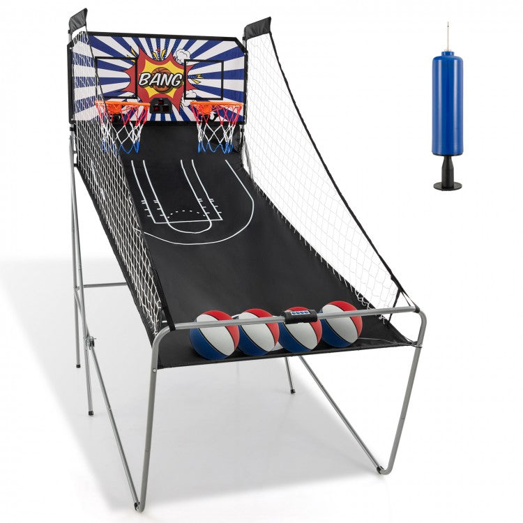 Dual Shot Basketball Arcade Game | Foldable Electronic Basketball Game with 8 Game Modes & 4 Basketballs