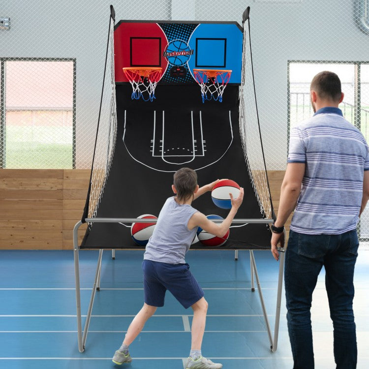 Dual Shot Basketball Arcade Game | Foldable Electronic Basketball Game with 8 Game Modes & 4 Basketballs
