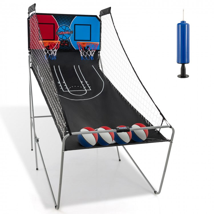 Dual Shot Basketball Arcade Game | Foldable Electronic Basketball Game with 8 Game Modes & 4 Basketballs