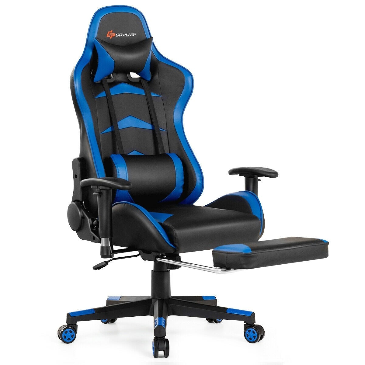 Massage Gaming Chair with Footrest-BlueÂ
