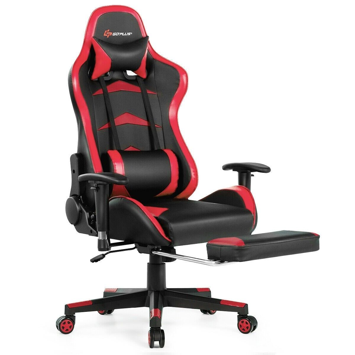 Massage Gaming Chair with Footrest-RedÂ
