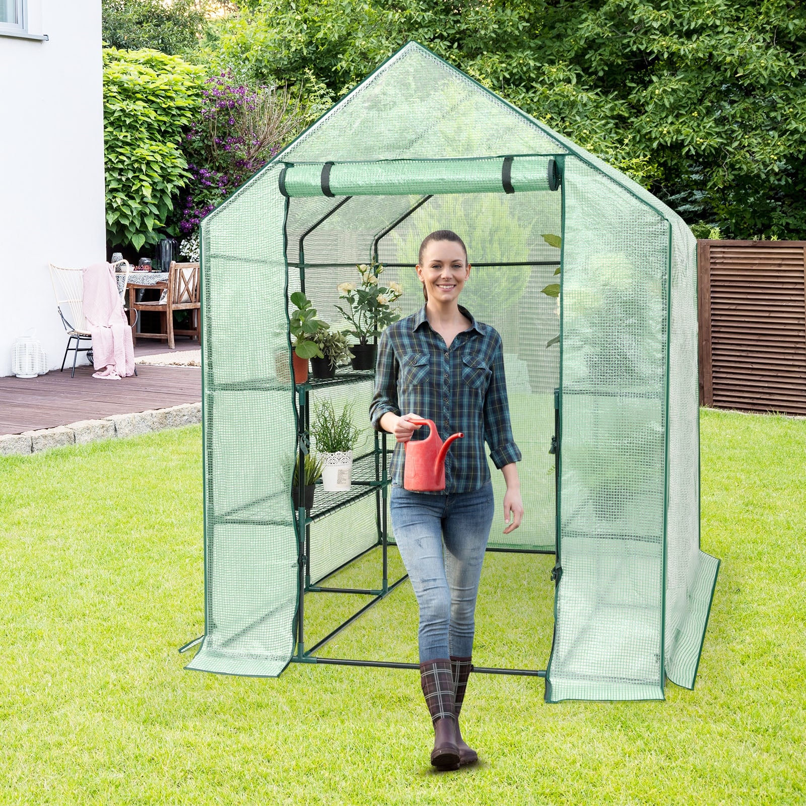 8 shelves Mini Walk In Greenhouse Outdoor Gardening Plant Green HouseÂ