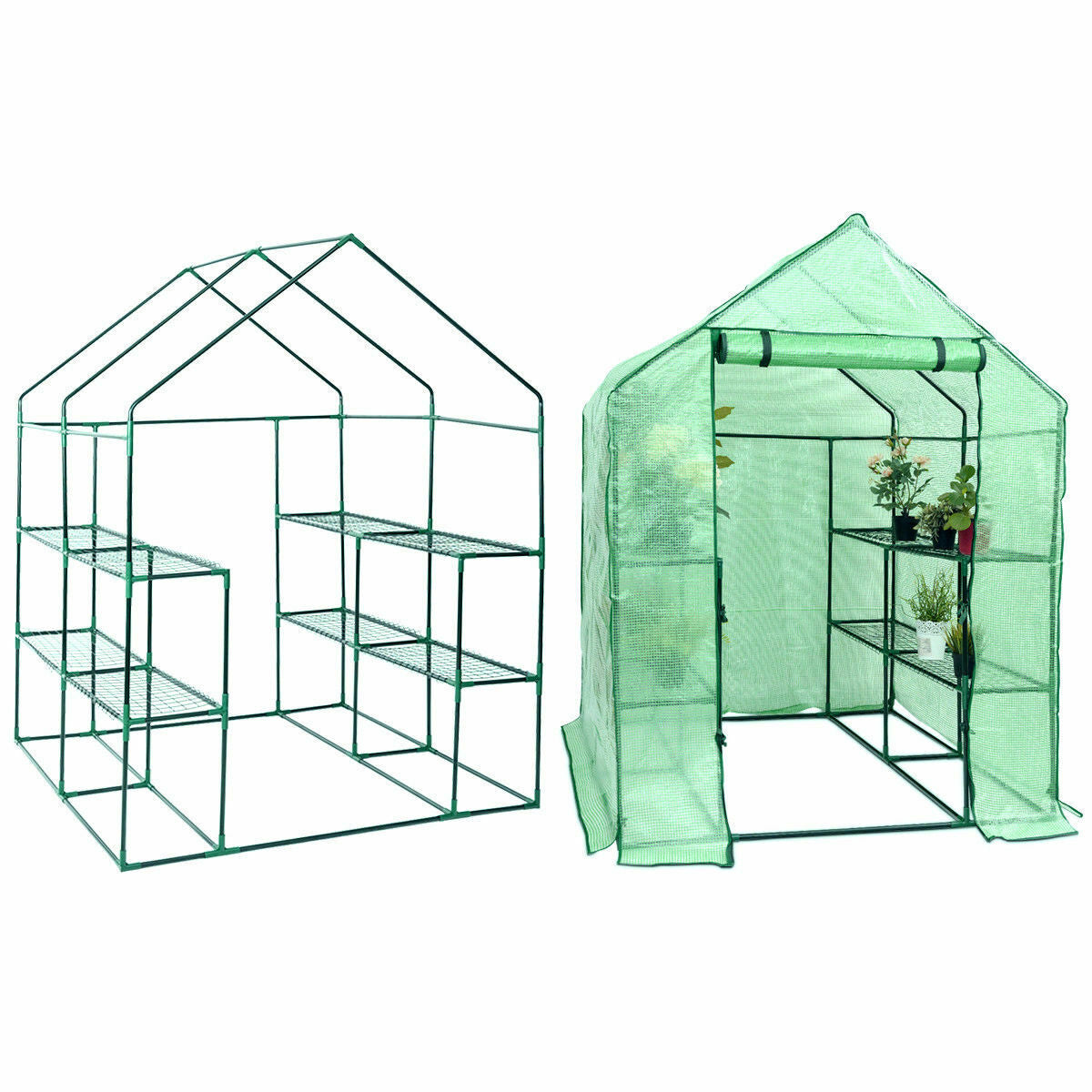 8 shelves Mini Walk In Greenhouse Outdoor Gardening Plant Green HouseÂ