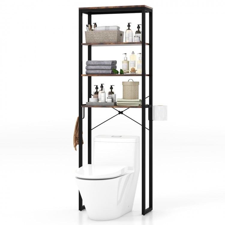 4-Tier Adjustable Bathroom Metal Storage Rack