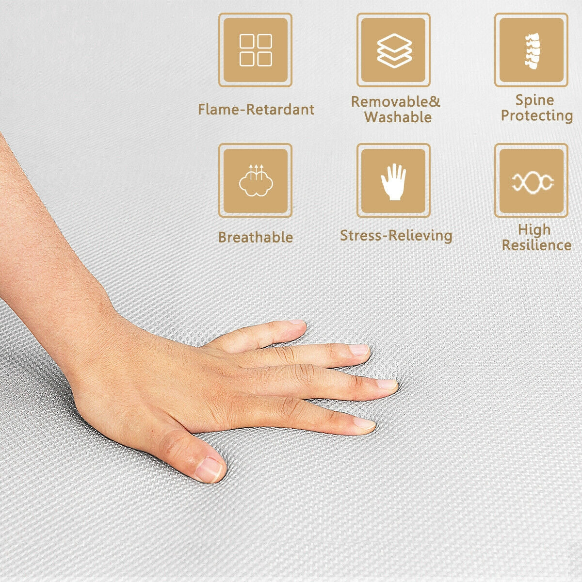 4 Inch Folding Sofa Bed Foam Mattress with Handles-Queen SizeÂ