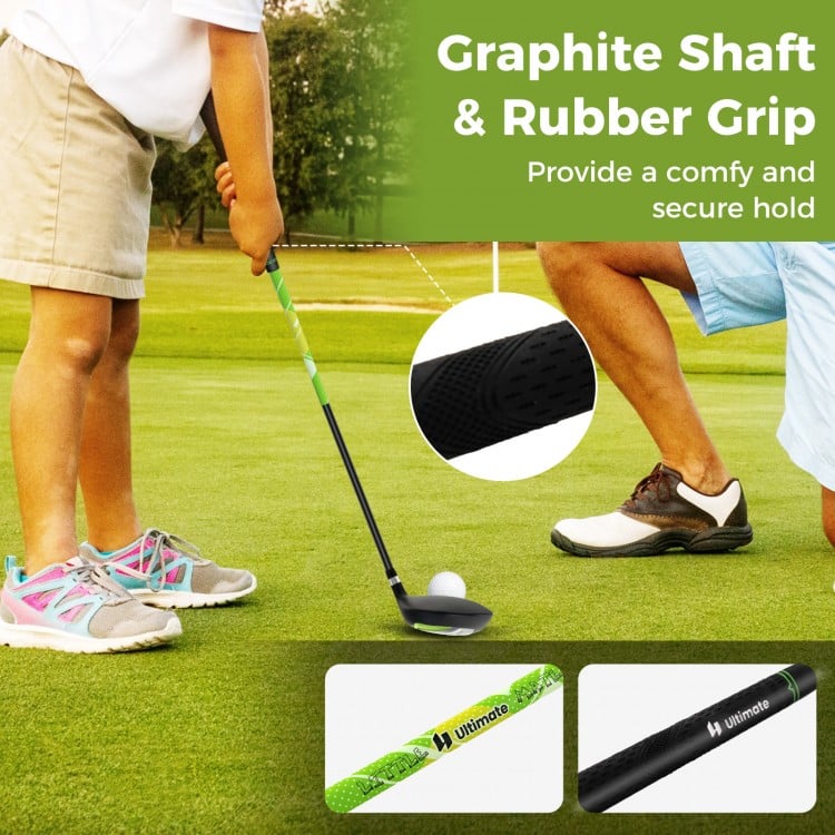 Junior Complete Golf Club Set for Kids with Rain Hood Right Hand Children Golf Age 8-10 Years Old-Green
