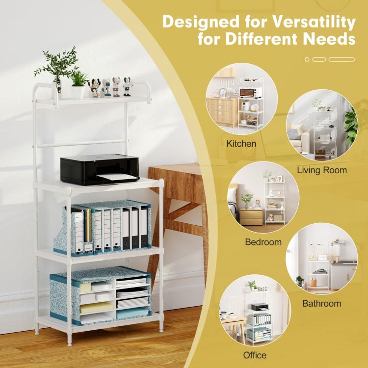 4-Tier Kitchen Storage Baker Microwave Oven Rack Shelves-White