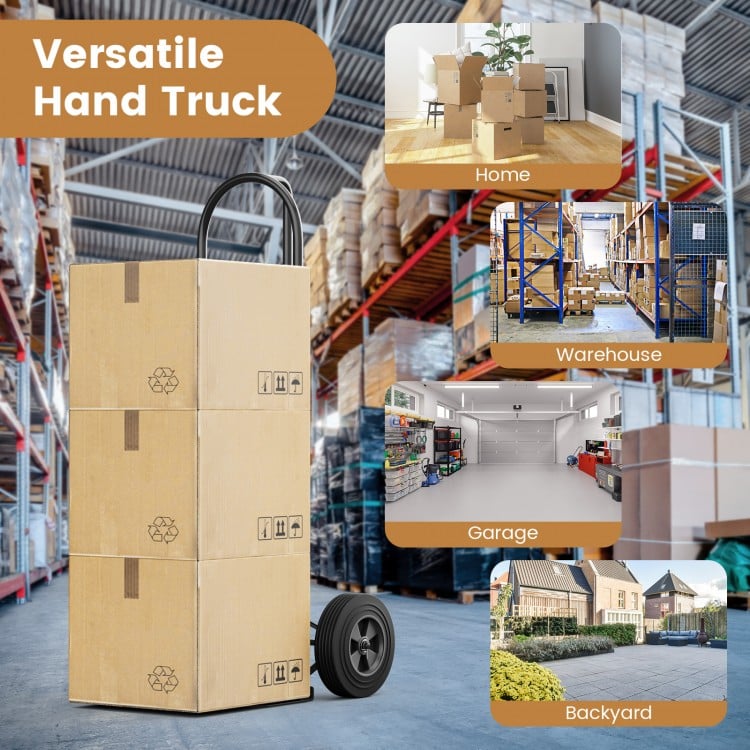 P-Handle Sack Truck with 10 Inch Wheels and Foldable Load Area-Black