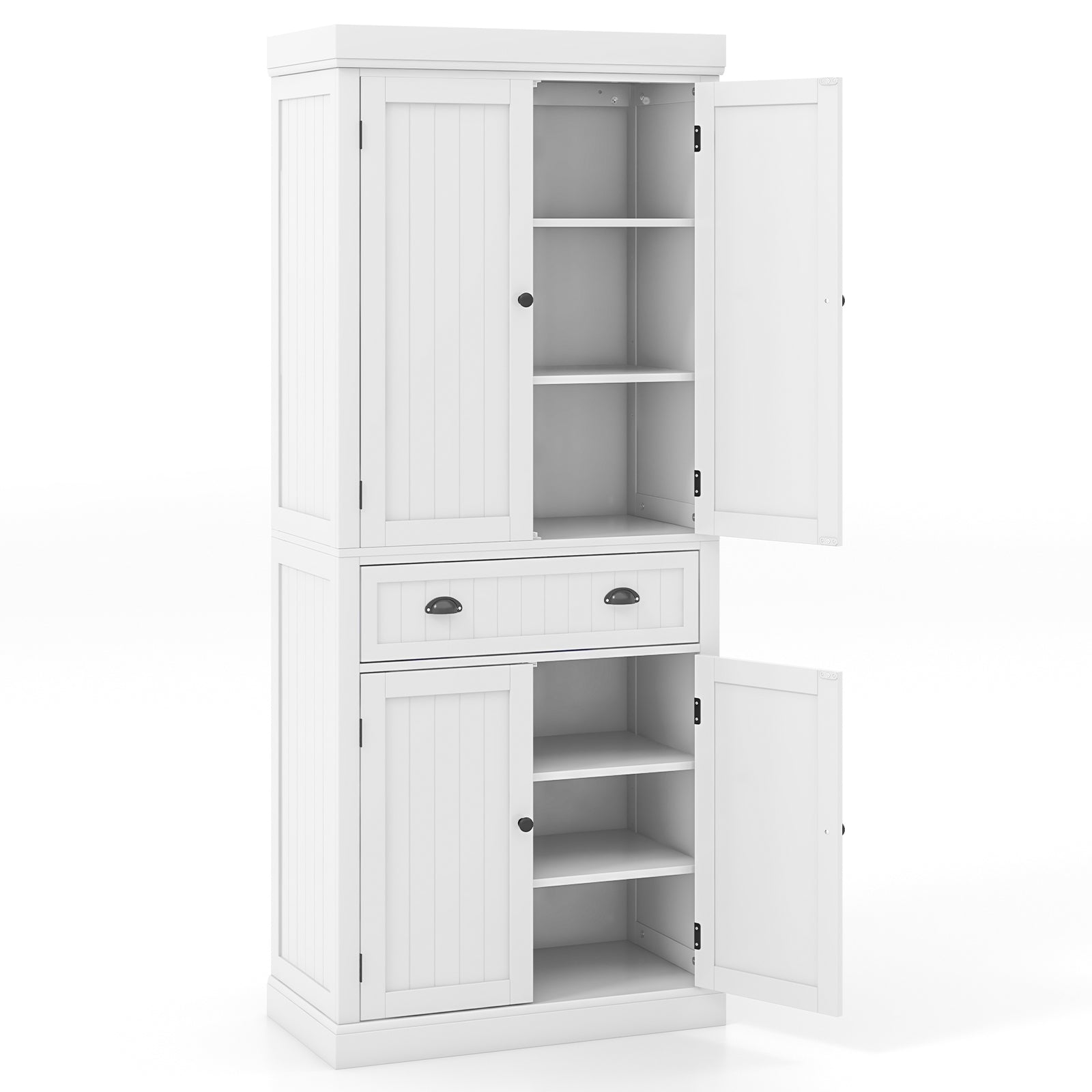 Kitchen Pantry Storage Cabinet with Doors Drawer and Adjustable Shelves-WhiteÂ