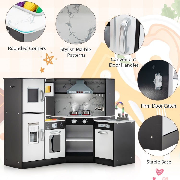 Kids Corner Pretend Kitchen Playset with Separated Washing Basin-Coffee