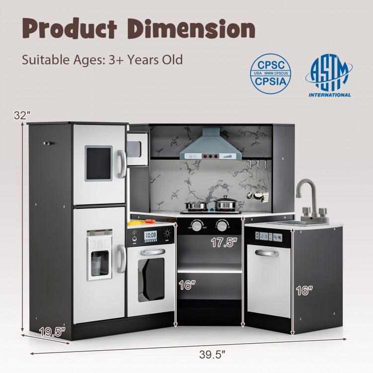 Kids Corner Pretend Kitchen Playset with Separated Washing Basin-Coffee