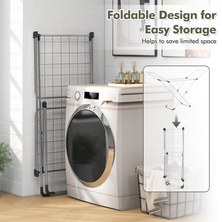 Folding Clothes Drying Rack with Adjustable Wings for Indoor and Outdoor Use
