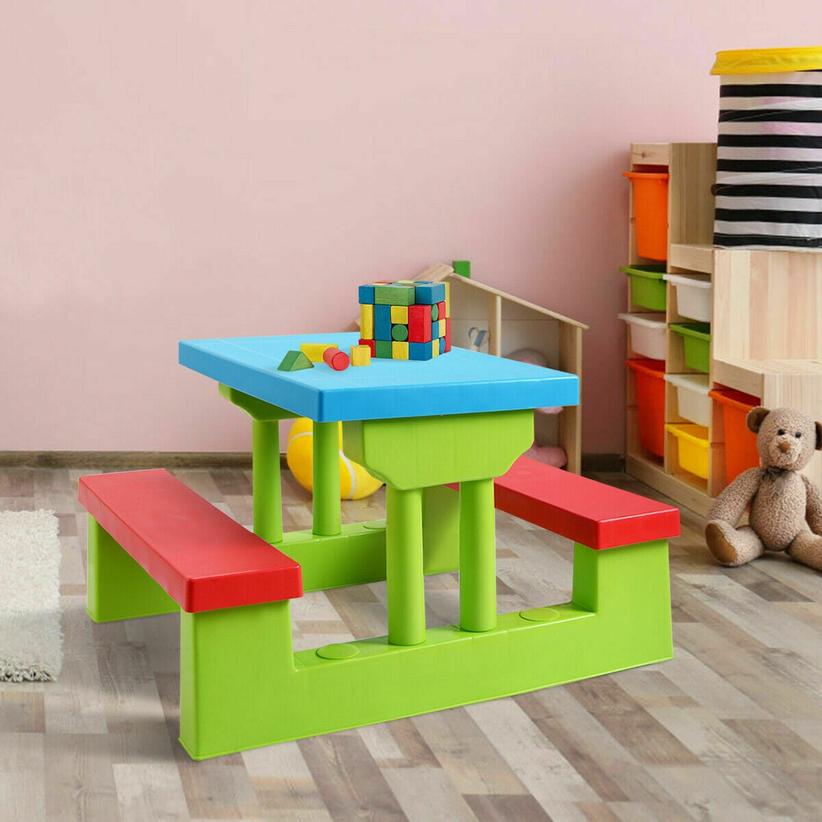 Kids Picnic Folding Table and Bench with UmbrellaÂ