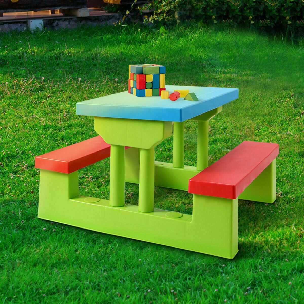 Kids Picnic Folding Table and Bench with UmbrellaÂ